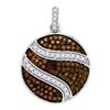 Image 1 : 0.75CTW White and Champagne Diamond Micro-Pave 10KT Pendant White Gold