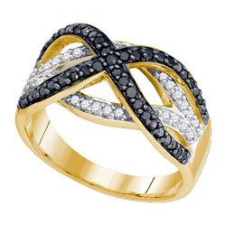 0.60CTW White and Black Diamond Bridal 10KT Ring Yellow Gold - GD74924