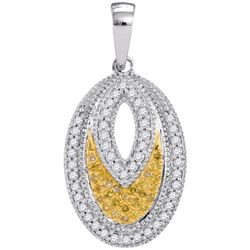 0.20CTW White and Yellow Diamond Micro-Pave 10KT Pendant White Gold - GD99330