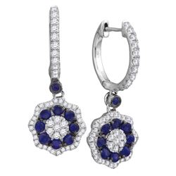 0.50CT Diamond and 0.75CT Sapphire Anniversary 18KT Earrings White Gold - GD107978
