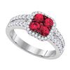 Image 1 : 0.60CT Diamond and 0.75CT Ruby Anniversary 14KT Ring White Gold - GD95444