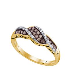 0.20CTW White and Champagne Diamond Anniversary 10KT Ring Yellow Gold - GD74466