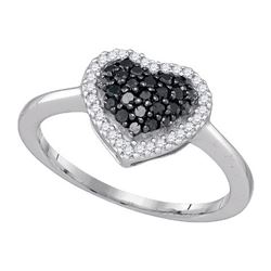 0.33CTW White and Black Diamond Heart 10KT Ring White Gold - GD87004