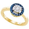Image 1 : 0.35CTW White and Blue Diamond Anniversary 10KT Ring Yellow Gold - GD85655