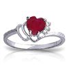 Image 1 : 1.02 ctw Ruby & Diamond Ring Jewelry 14KT White Gold