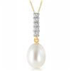 Image 1 : 4.08 ctw Pearl & Diamond Necklace Jewelry 14KT Yellow Gold
