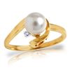 Image 1 : 1.01 ctw Pearl & Diamond Ring Jewelry 14KT Yellow Gold