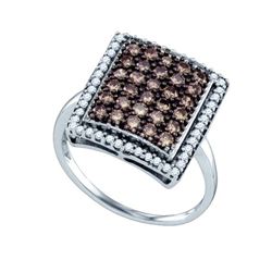 1.0CTW White and Champagne Diamond Bridal 10KT Ring White Gold