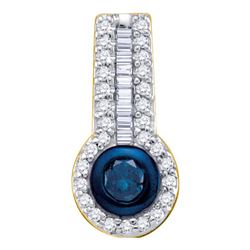0.33CTW White and Blue Diamond Anniversary 10KT Pendant Yellow Gold