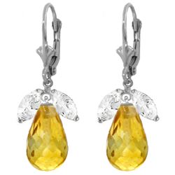 14.4 ctw White Topaz & Citrine Earrings Jewelry 14KT White Gold