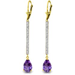 3.6 ctw Amethyst & Diamond Earrings Jewelry 14KT Yellow Gold