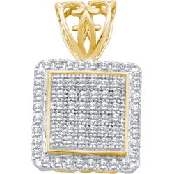 0.20CT Diamond Square 10KT Pendant Yellow Gold