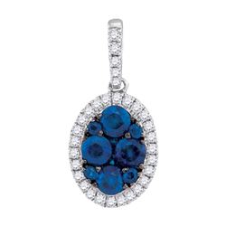 0.25CT Diamond and 0.60CT Sapphire Anniversary 14KT Pendant White Gold