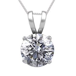 14K White Gold Jewelry 0.76 ct Natural Diamond Solitaire Necklace