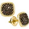 Image 1 : 0.50CTW White and Champagne Diamond Micro-Pave 10KT Earrings Yellow Gold