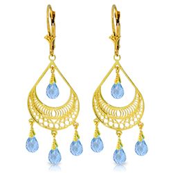 6.75 ctw Blue Topaz Earrings Jewelry 14KT Yellow Gold