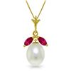 Image 1 : 4.5 ctw Pearl & Ruby Necklace Jewelry 14KT Yellow Gold