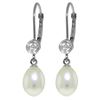 Image 1 : 8.03 ctw Pearl & Diamond Earrings Jewelry 14KT White Gold