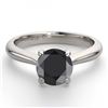 Image 1 : 14K White Gold Jewelry 1.02 ctw Black Diamond Solitaire Ring