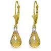 Image 1 : 4.6 ctw Citrine & Diamond Earrings Jewelry 14KT Yellow Gold