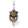 Image 1 : 1.06 ctw Amethyst & Peridot Necklace Jewelry 14KT White Gold