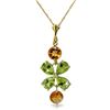 Image 1 : 3.15 ctw Peridot & Citrine Necklace Jewelry 14KT Yellow Gold