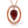 Image 1 : 13.1 ctw Ruby & Diamond Necklace Jewelry 14KT Rose Gold