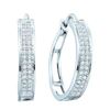 Image 1 : 0.20CT Diamond Hoops 10KT Earrings White Gold