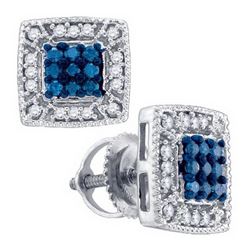 0.33CTW White and Blue Diamond Anniversary 10KT Earrings White Gold