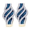 Image 1 : 0.33CTW White and Blue Diamond Hoops 10KT Earrings Yellow Gold