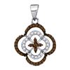 0.25CTW White and Champagne Diamond Micro-Pave 10KT Pendant White Gold