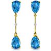 7.01 ctw Blue Topaz & Diamond Earrings Jewelry 14KT Yellow Gold