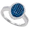 0.50CTW White and Blue Diamond Anniversary 10KT Ring White Gold