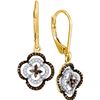 0.35CTW White and Champagne Diamond Micro-Pave 10KT Earrings Yellow Gold