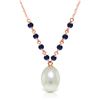 5 ctw Pearl & Sapphire Necklace Jewelry 14KT Rose Gold