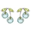 2.9 ctw Blue Topaz & Peridot Earrings Jewelry 14KT White Gold