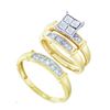 Image 1 : 0.02CT Diamond Trio Set 10KT Ring Yellow Gold