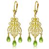 Image 1 : 3.75 ctw Peridot Earrings Jewelry 14KT Yellow Gold