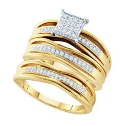 0.33CT Diamond Trio Set 10KT Ring Yellow Gold