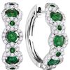 Image 1 : 0.60CT Diamond and 0.75CT Emerald Hoops 18KT Earrings White Gold