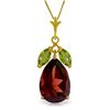 Image 1 : 6.5 ctw Garnet & Peridot Necklace Jewelry 14KT Yellow Gold