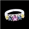 Image 1 : 1.91CT NATURAL CEYLON BLUE AND PINK SAPPHIRE 14K WHITE GOLD RING