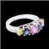 Image 3 : 1.91CT NATURAL CEYLON BLUE AND PINK SAPPHIRE 14K WHITE GOLD RING