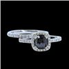 Image 1 : 1.40CT TREATED BLACK DIAMOND 14K WHITE GOLD RING 2PC