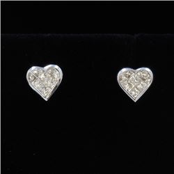 18K White Gold And Diamond Earring Princess Shape Diamond(invisible Setting)-1.31ct Weight-3.22 Gram