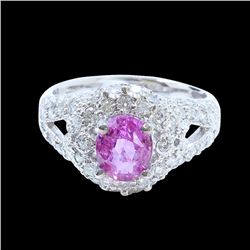 2.06CT NATURAL CEYLON PINK SAPPHIRE 14K WHITE GOLD RING