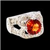 Image 2 : 3.90CT NATURAL MALAYA GARNET 14K WHITE GOLD RING