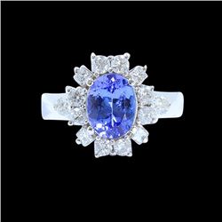 1.97CT NATURAL TANZANITE 14K WHITE GOLD RING