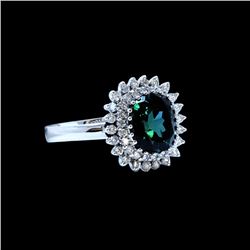 3.33CT NATURAL INDICO TOURMALINE 14K White GOLD RING