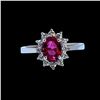 Image 1 : 1.33CT NATURAL CEYLON PINK SAPPHIRE 14K WHITE GOLD RING